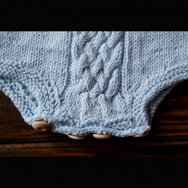 Hand Knitted Baby Boy Bodysuit Size 3-6 months Color light blue
