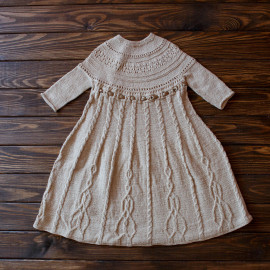 Hand Knitted Baby Girl Christening Dress 10-12months side