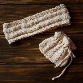 Vintage Knit Dress Taufkleid Baby Mädchen Beige 6-7 Months