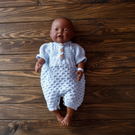 Raglan Girl Bodysuit Seamless Baby Knit Wooden Buttons Size 3-6