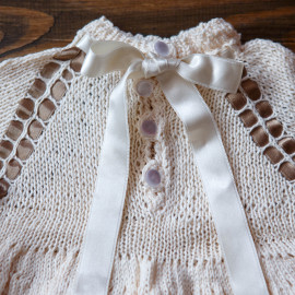 Hand knitted Loosely Knit Christening Dress, Baby boy, 7 months
