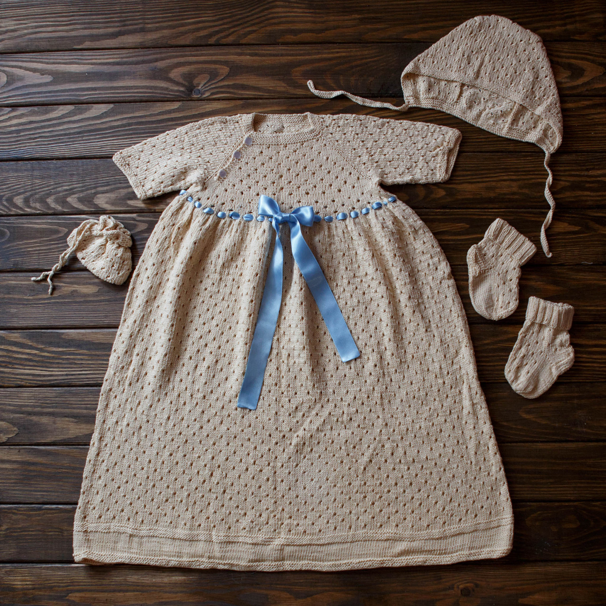 Knitted Traditional Baby Boy Christening Gown