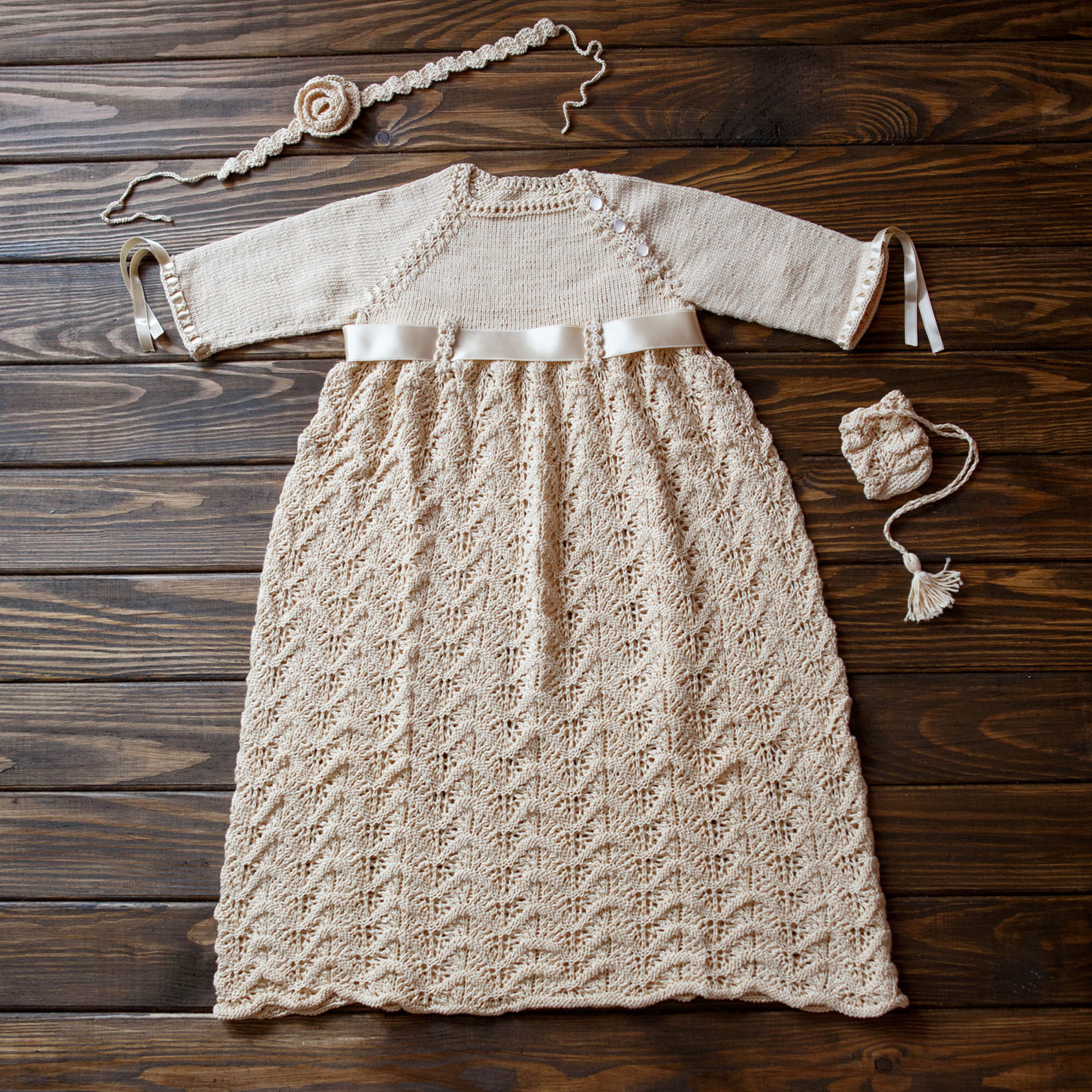 Hand Knitted Christening Set Outfit 12-18 months 80-86cm 2.6' -