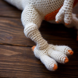 Orange Crush White Dino Hand Crocheted Toy