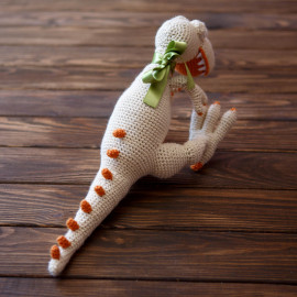 Orange Crush White Dino Hand Crocheted Toy