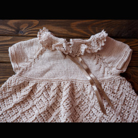 Special Occasion Dress Vintage Knit Dress Beige 10-12 months