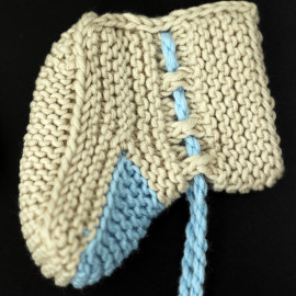 Hand Knitted Baby Вoots Newborn Blue Beige Color