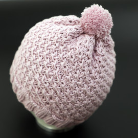 Star Pattern Baby Hat Pom Pom Soft Plum Color 0-3 months