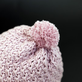 Star Pattern Baby Hat Pom Pom Soft Plum Color 0-3 months