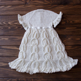 Hand Knitted Baby Boy Christening Dress, Size 3-6 months