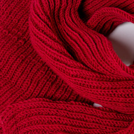 Red soft wool scarf for women