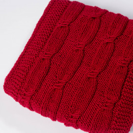 Hand-knitted red scarf made of high quality wool