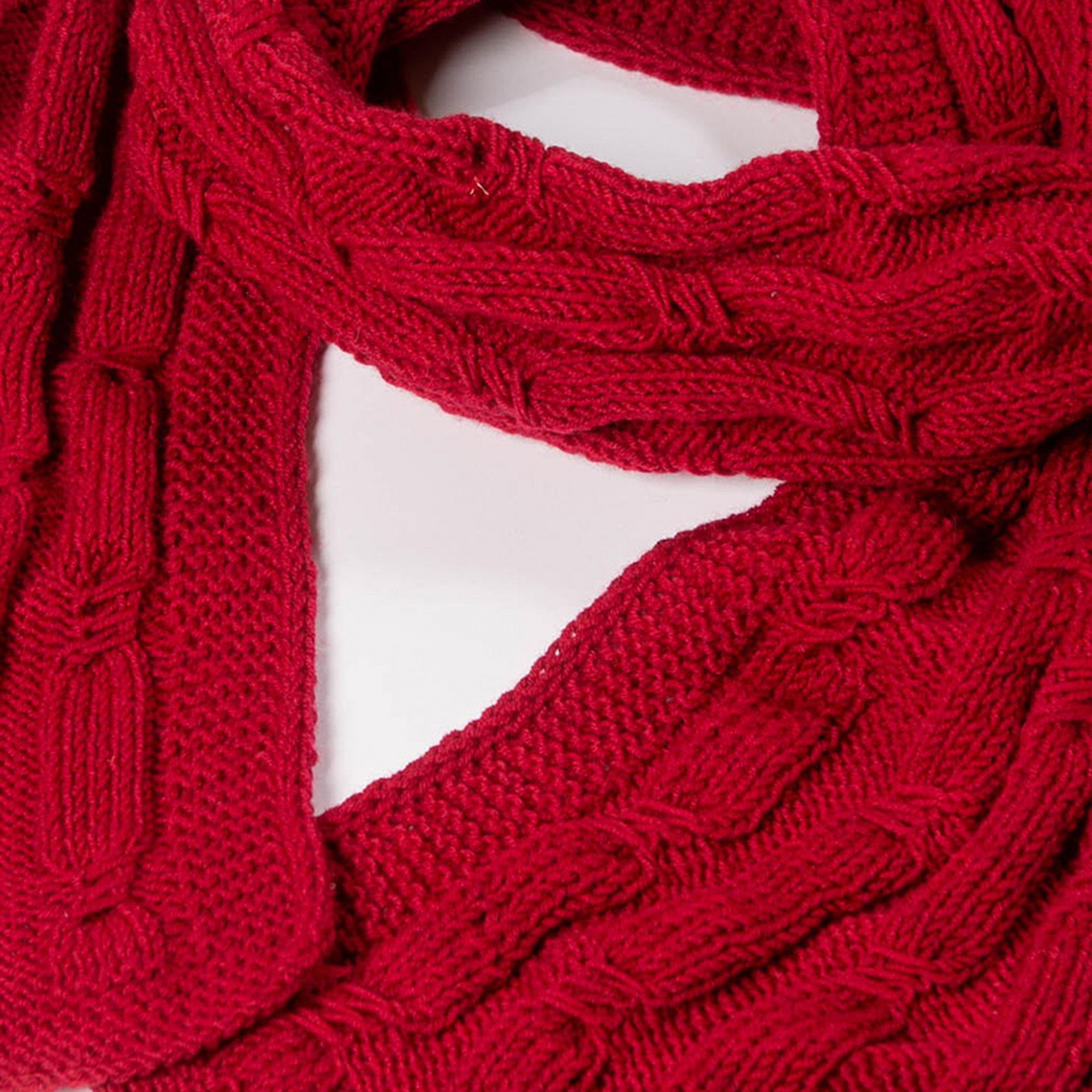Buy Hand-knitted red scarf made of high quality wool