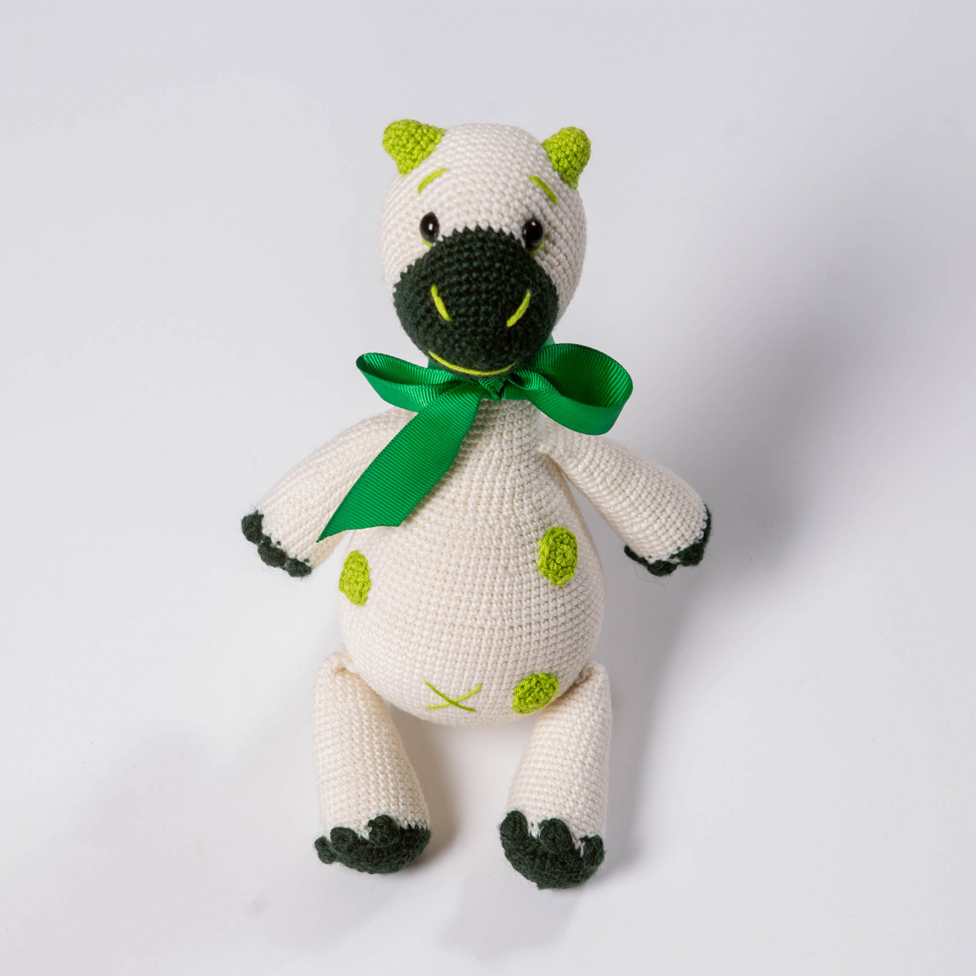 Dino for baby Crochet soft toy White Dinosaur