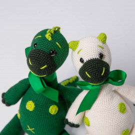 Dino for baby Crochet soft toy White Dinosaur