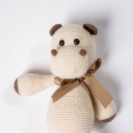 Hippo toy for kid Knitted crochet with high quality wool