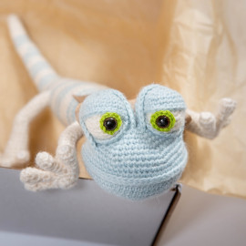 Funny Lizard. Soft toy. Striped lizard