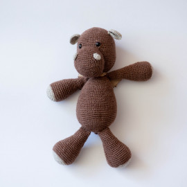 Toy Hippo. Brown Hippo. Crochet toy Hippo for baby