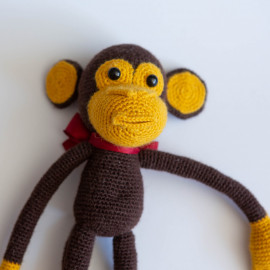 Brown Monkey. Monkey toy for children. Crochet monkey