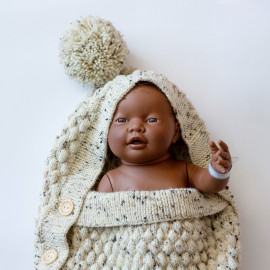 Envelope for newborns. Hand-knitted woolen bag for newborns