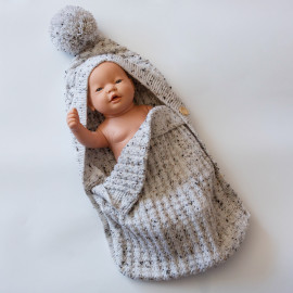 Gray envelope for newborns. High quality hand-knitted envelope