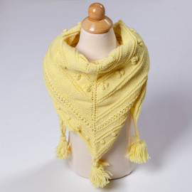 Yellow scarf for a girl. Handmade lace-knit scarf
