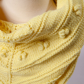 Yellow scarf for a girl. Handmade lace-knit scarf