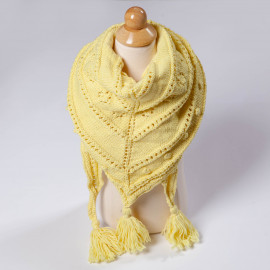 Scarf-Shawl for a little princess. Yellow scarf with high quality yarn in fishnet knit