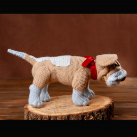 Toy dog. Crochet dog. Hand-knitted toy for children