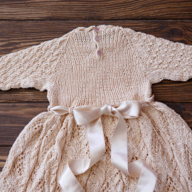 Church Going Dress Vintage Knit Seamless Baby Dress 3-6 Months