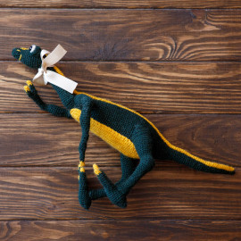Lemon Lime Dinosaur Prehistoric Era Hand Crocheted Toy