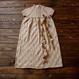 Dress with leaf-shaped pattern, a side buttoned top
